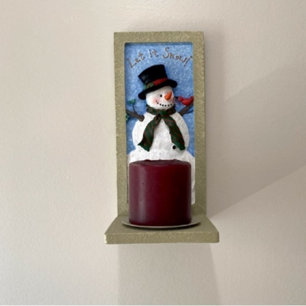 NWOT - Stoneware Let it Snow Free Standing or Hanging Candle Holder